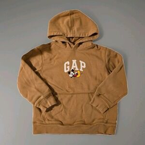 Gap x Disney Mickey Mouse Hoodie Long Sleeve Pullover Hooded Brown Cinnamon 6-7y